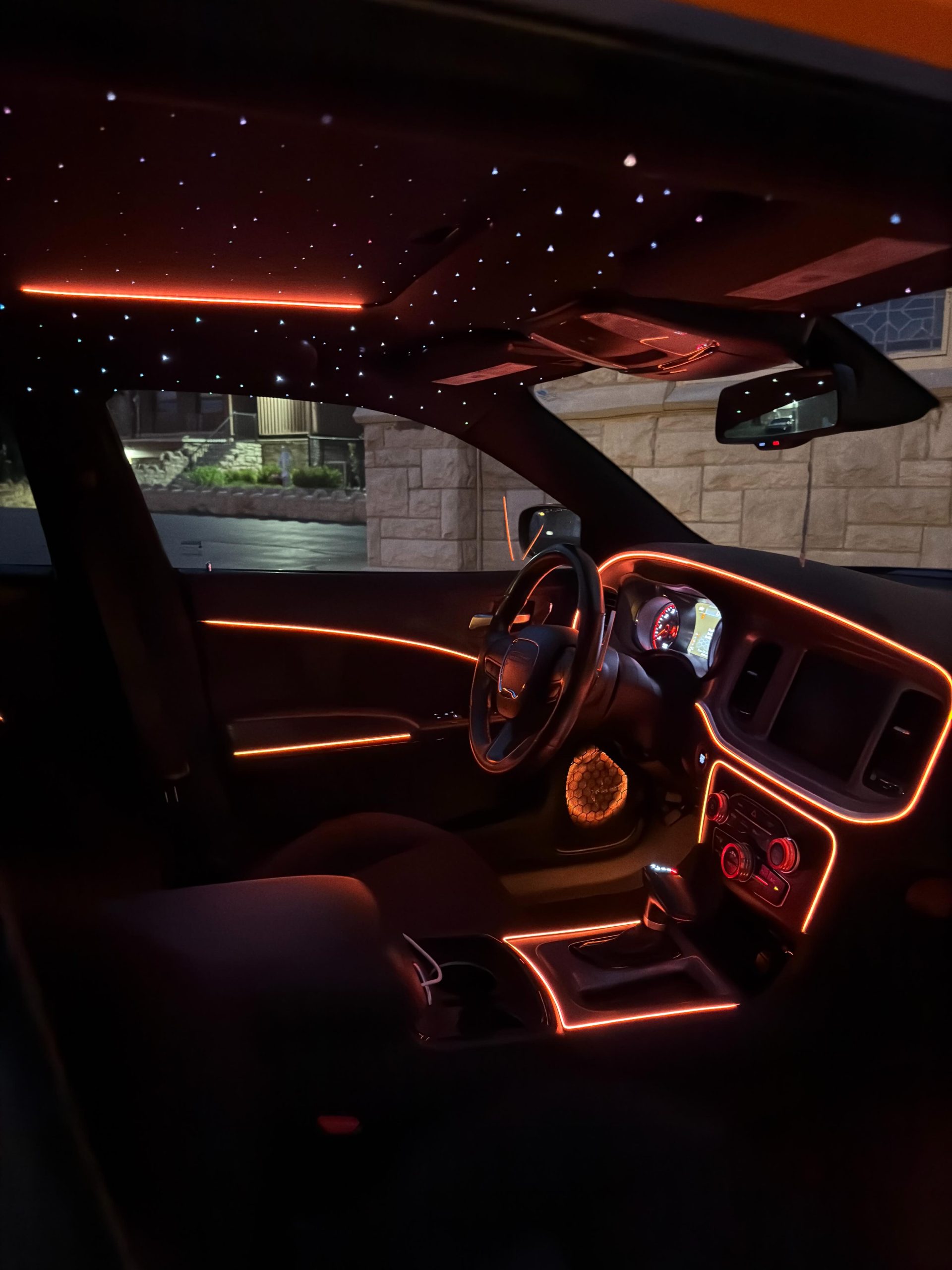 Custom red and black leather car seats